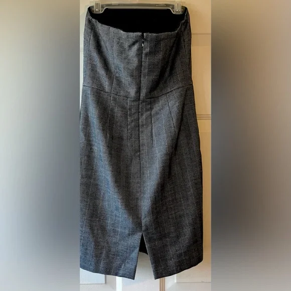 Vintage Express Design Studio Black Gray Herringbone Tweed Strapless Dress Sz 0 - Picture 5 of 5